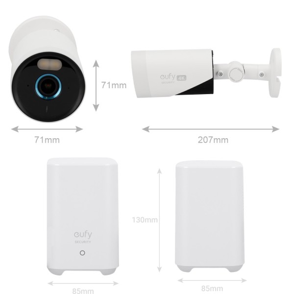 Eufy Eufy-Eufycam-E330-Kit2 Kit 2 Câmeras + 1 HomeBase 3 EuFy por Anker - 4K / Detecção Humana, Animais de Estimação e Veículos 
