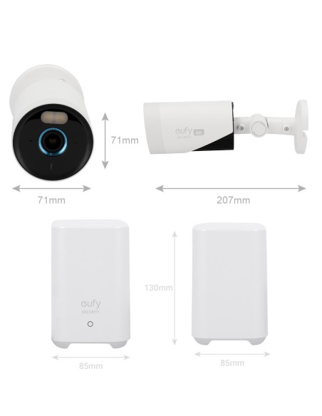 Eufy Eufy-Eufycam-E330-Kit2 Kit 2 Câmeras + 1 HomeBase 3 EuFy por Anker - 4K / Detecção Humana, Animais de Estimação e Veículos 
