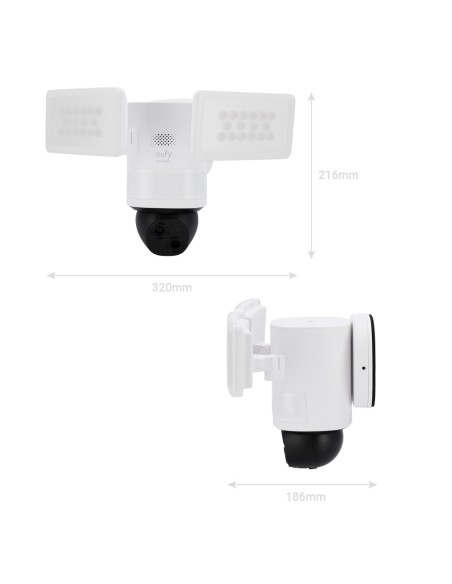 Eufy Eufy-PowleLightCam-E340 Câmera dupla Eufy por Anker - 3K resolução - detecção humana, animais de estimação e veículos - vig