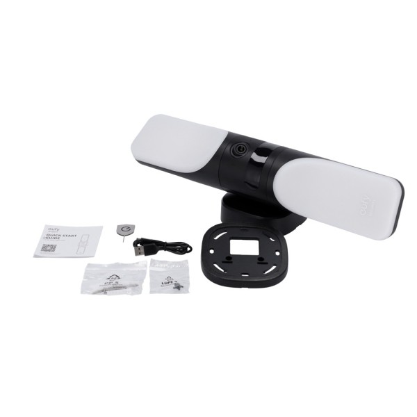 EUFY EUFY-WIREDWALL-LightCam-S100 Câmera com Foco de Eufy por Anker - Resolução 2K / PIR e Detecção Humana - Foco 1200 lm / Blan