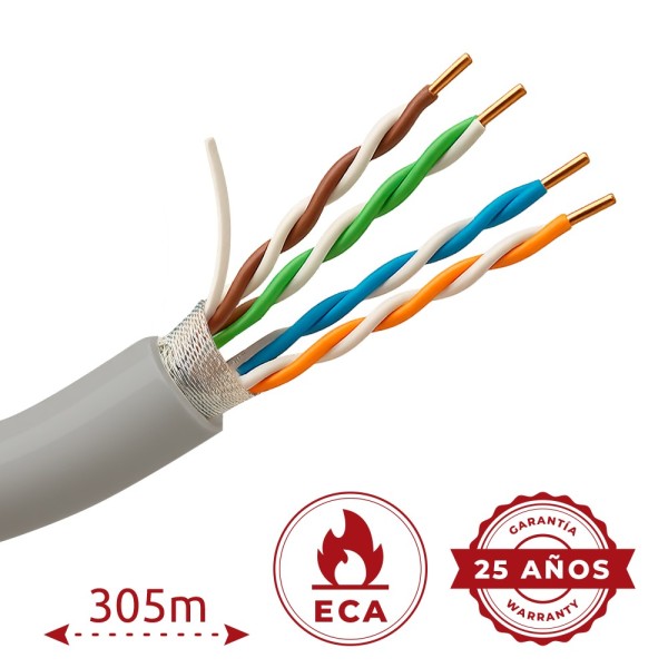 Comprar SAFIRE F-UTP5E-305-PVC-ECA Cable FTP Safire - Categoría 5E - Rollo de 305 metros | Diámetro 5 mm - Conductor CCA  - Diám