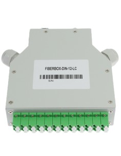 Comprar OEM FIBERBOX-DIN-12-LC Caja de fibra  - 12 puertos LC/APC Duplex - Tipo pulido APC, color verde - Bandeja de empalme (si