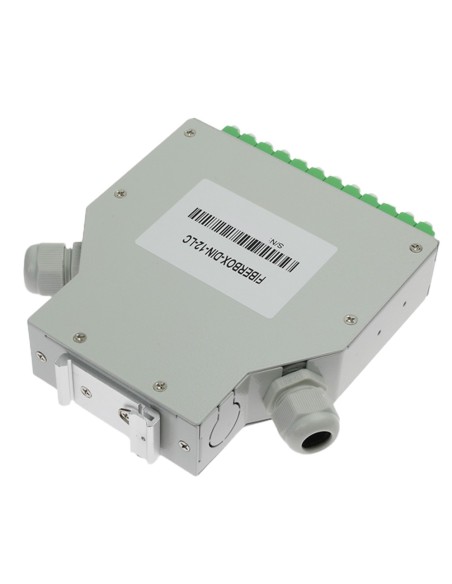 Comprar OEM FIBERBOX-DIN-12-LC Caja de fibra  - 12 puertos LC/APC Duplex - Tipo pulido APC, color verde - Bandeja de empalme (si