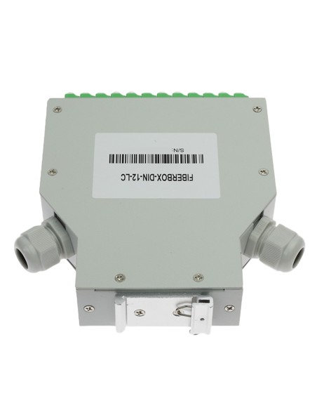 OEM Fiberbox-DIN-12-LC Fibra Box - 12 LC / APC Duplex Ports - Polimento tipo APC, cor verde - bandeja articular (sem pigtail