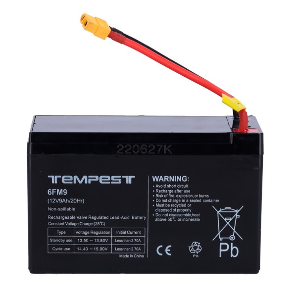Bateria Urfog FPubby para Tempest-Bat300 Urfog - 12V / 9AH - Conectores Especiais - Peça única - Inclui 2 Baterias