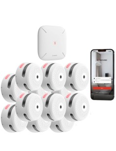 Comprar X-SENSE FS121 Kit de detección de incendio autónomo X-Sense - Inlcuye 12 detectores de humo XS01-M y Hub SBS50 - Conexió