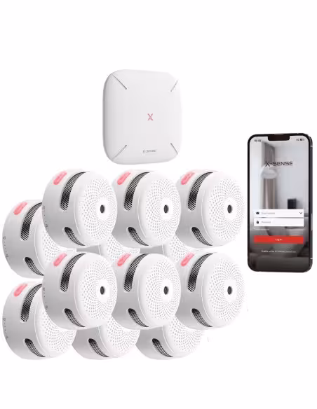 Acheter le kit de détection d’incendie autonome X-SENSE FS121 de X-Sense – comprend 12 détecteurs de fumée XS01-M et le Hub SBS5