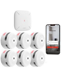 X-Sense FS61 FIO Autônomo Detecção de incêndio X-Sense - Inlcuye 6 Hummo detectores XS01-M e HUB SBS50 - Conexão com Hub 