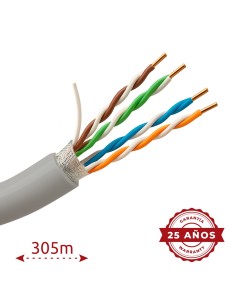 Safire FTP5E-300 Cabo FTP - Categoria 5e - Rolo de 305 metros - Cobertura cinzenta - Diâmetro 5,5 mm - Baluns compatíveis
