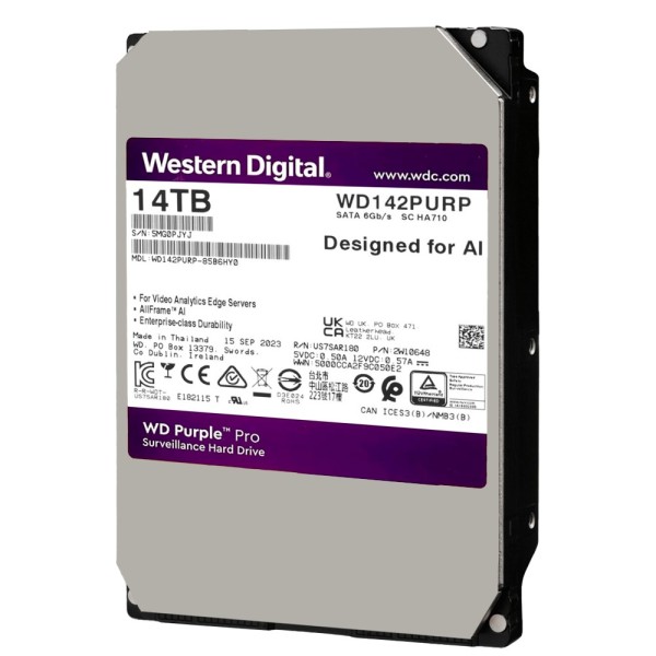 Digital Digital Ocidental HD14TB Digital Pro - Capacidade 14 TB - Interface SATA até 255 MB / S - Modelo WD142Purp - Design
