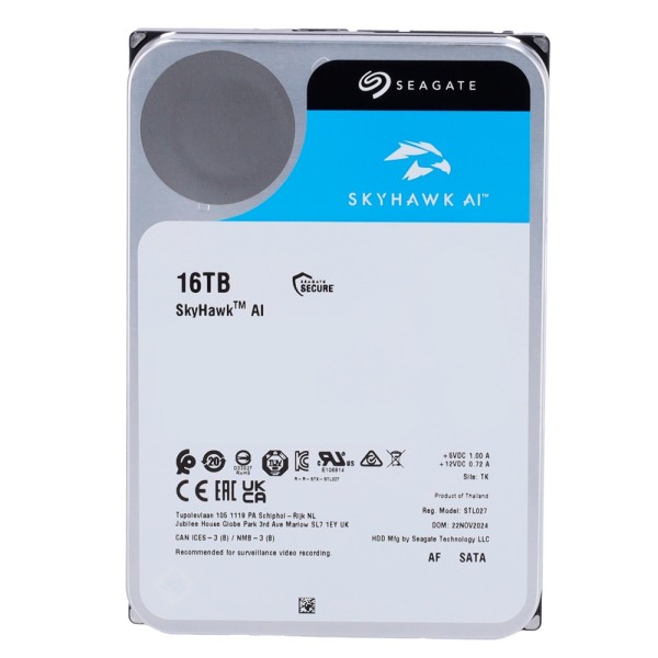 Seagate HD16TB-S-AI Disco Rígido Seagate Skyhawk AI - Capacidade 16 TB - SATA 6 GB / s Interface - até 32 transmissões intelectu