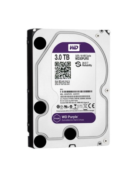 Disco rígido Western Digital HD3TB - Capacidade de 3 TB - Interface SATA 6GB / S - Modelo WD30Purx - Especial para VCR - Sue