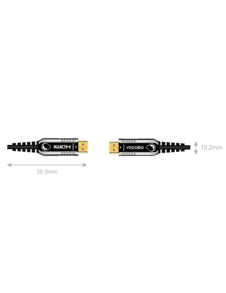 OEM HDMI-OPTICAL-30M HDMI Cabo de fibra óptica - HDMI Digite Conectores - Suporte 4K @ 60 Hz - 30M - Black - Conector