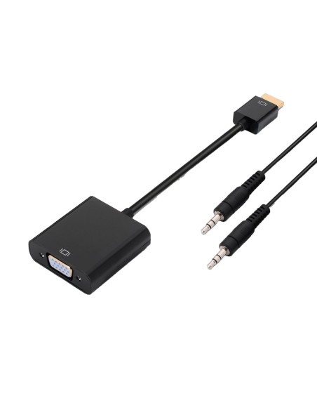 OEM HDMI-VGA0.1 + A1.0 / N Conversor HDMI - VGA + Audio - Entrada HDMI Masculino - Inclui a cabo Jack 3 e 039 5mm masculino masc