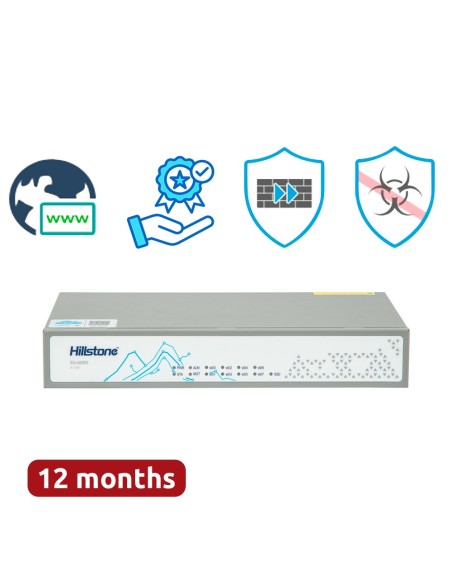Hillstone Hill-SG-6000-A1000-HWBDL1-IN12 HURSTONE NETWORKS NGFW - Hardware + 1 Ano de Serviço Plus - 4Gbps FW / 1.5GBPPS NGFW TH