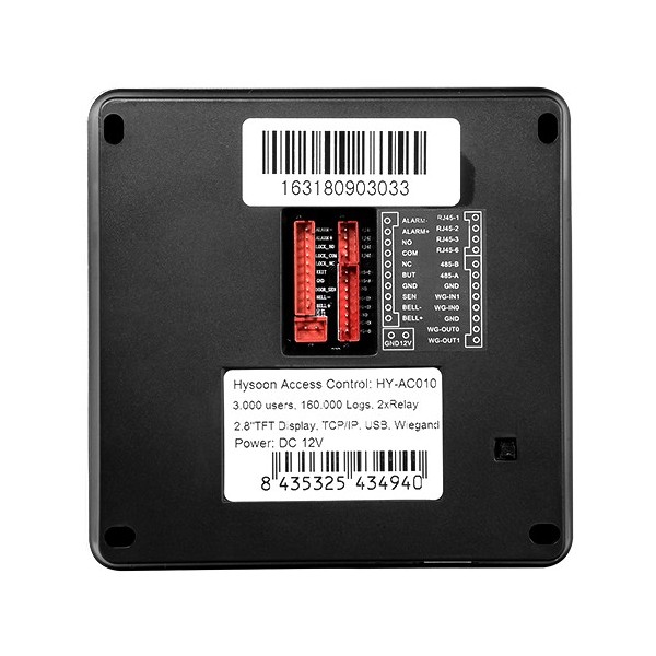 HYSOON HY-AC010 Controle de acesso autônomo - Pegada e Em - 3.000 gravações | 160.000 registros - TCP / IP, RS485 e Wiega