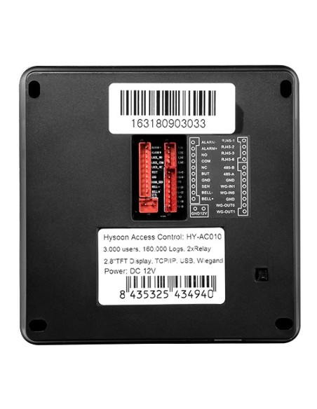 HYSOON HY-AC010 Controle de acesso autônomo - Pegada e Em - 3.000 gravações | 160.000 registros - TCP / IP, RS485 e Wiega