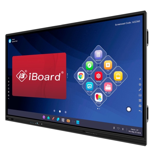 IBoard IB-TE-MP-75E1-V3 Monitor Interativo 75 & OT - 4K Resolução - Android 14 - 8 GB RAM e 128 GB ROM - microfones integrados