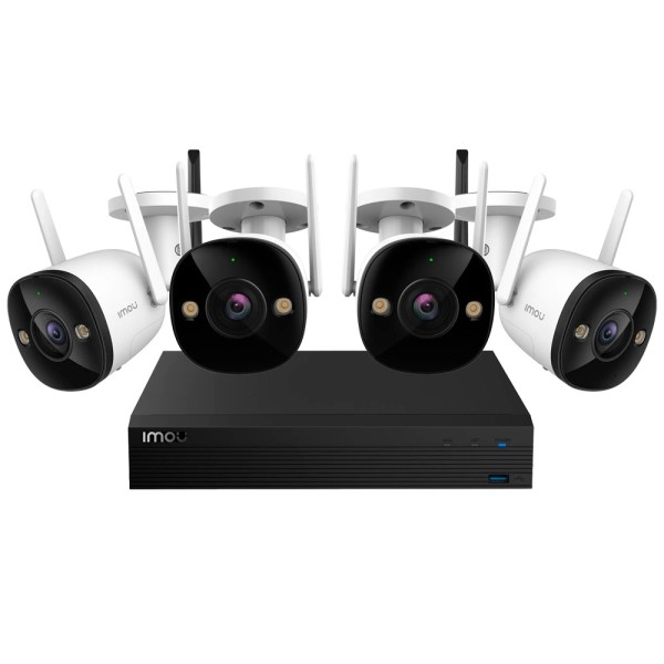Imou Imou-Kit / NVR1104HS-W-S2-CE-1T / 4-F22FEP-0280B Kit sem fio 4 Câmeras Bullet 2 2MP - NVR 4CH / WiFi 2.4 GHz - 2.8mm / Ir +