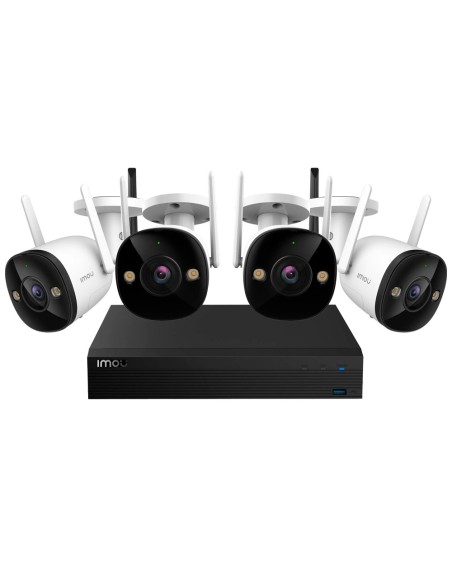 Imou Imou-Kit / NVR1104HS-W-S2-CE-1T / 4-F22FEP-0280B Kit sem fio 4 Câmeras Bullet 2 2MP - NVR 4CH / WiFi 2.4 GHz - 2.8mm / Ir +
