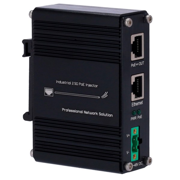 Acquistare OEM INJ-IPOE-60W-2.5G-DC Iniettore Hi-PoE Industriale - Ingresso RJ45 10/100/1000/2,5 Base-T - Potenza totale 60 W - 