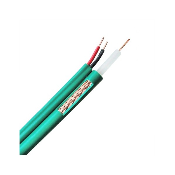 Comprar OEM KX6P-100 Cable coaxial KX6 - Vídeo y alimentación - Rollo de 100 metros - Cubierta color verde - Cables separados pa