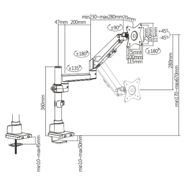 Comprar OEM LDT62-C012P Brazo para monitor - Instalación en mesa - Peso soportado 9 Kg LDT62-C012P