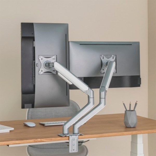 Kaufen OEM LDT63-C024-SILVER Arm für zwei Monitore – Tischmontage – Traglast 9 kg/Arm