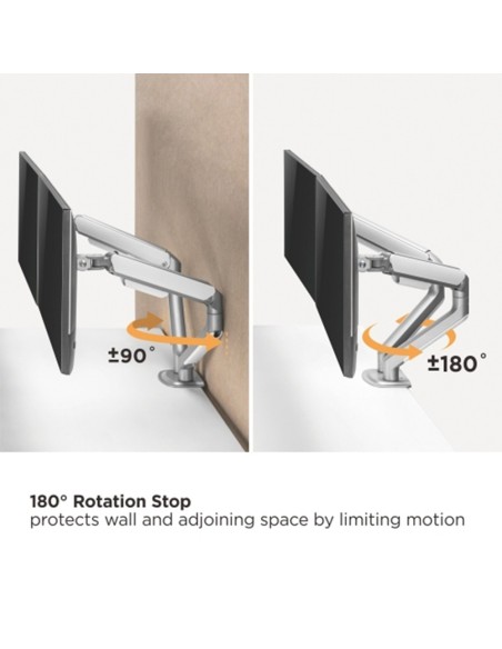 Comprar BRATECK LUMI LDT63-C024-SILVER Brazo para dos monitores - Instalación en mesa - Peso soportado 9 Kg/Brazo