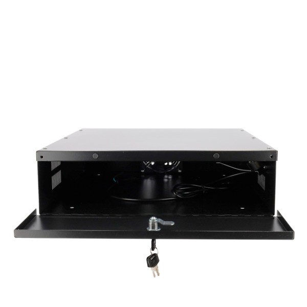 Caixa de metal fechada de Lockbox-2u OEM para DVR - específico para CCTV - para até 2U gravadores de rack - came lock - ve