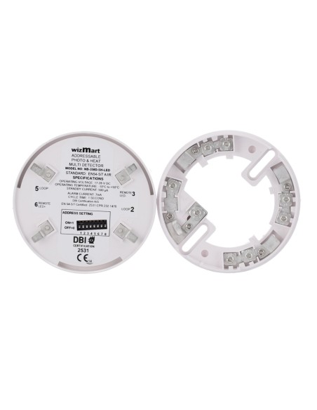 WIZmart NB358D-SHL Multicritério Analógico Detector - Detecção de Fumo Fotoelétrico - Termistor Eletrônico - Termov