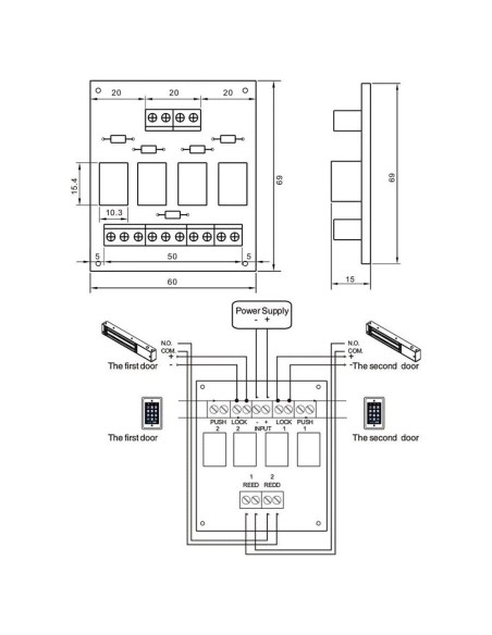 Comprar OEM PCB-501 Módulo de relé - Creación de esclusas de dos puertas - Doble salida - Pequeño tamaño - Apto para todo tipo d
