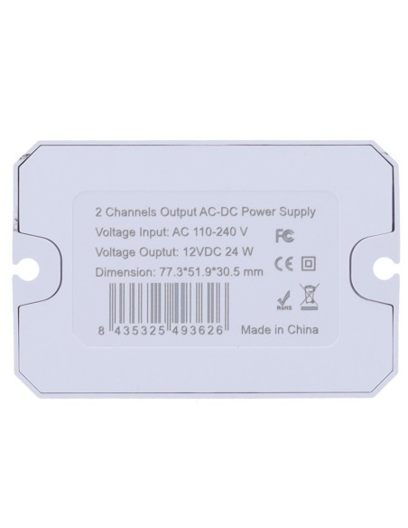 Comprar OEM PD-24-12 Fuente de alimentación conmutada - Entrada AC 100V ~ 240V - Salida 2 canales - Salida DC 12 V / 2 A (24W) -