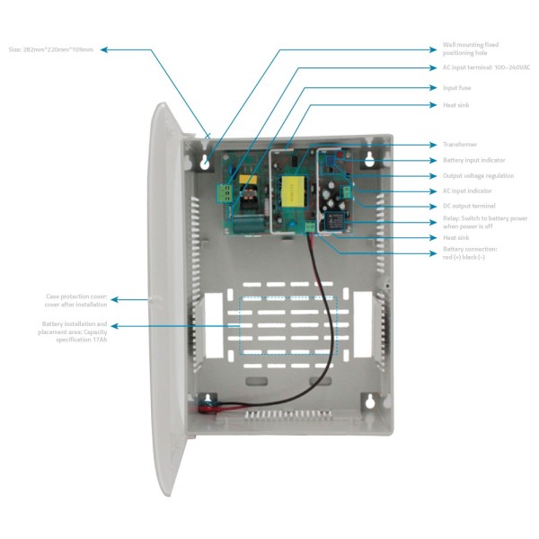 Kaufen OEM PD-60-UPS-P Stromverteilungsbox – AC-Eingang 100–240 V 50/60 Hz – DC-Ausgang 12 V / 5 A – Gehäuse aus Pl…