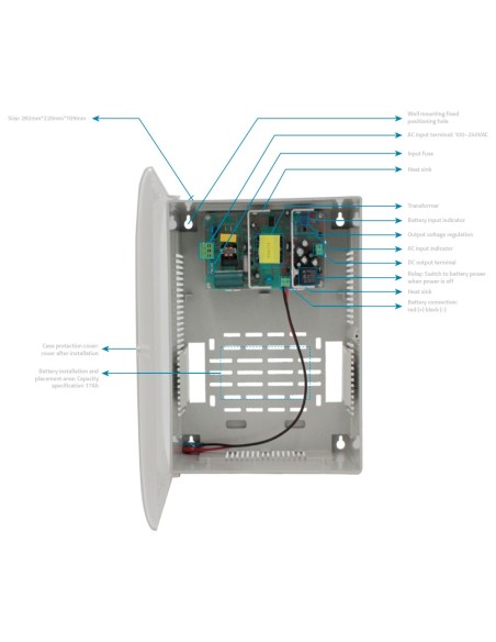Kaufen OEM PD-60-UPS-P Stromverteilungsbox – AC-Eingang 100–240 V 50/60 Hz – DC-Ausgang 12 V / 5 A – Gehäuse aus Pl…