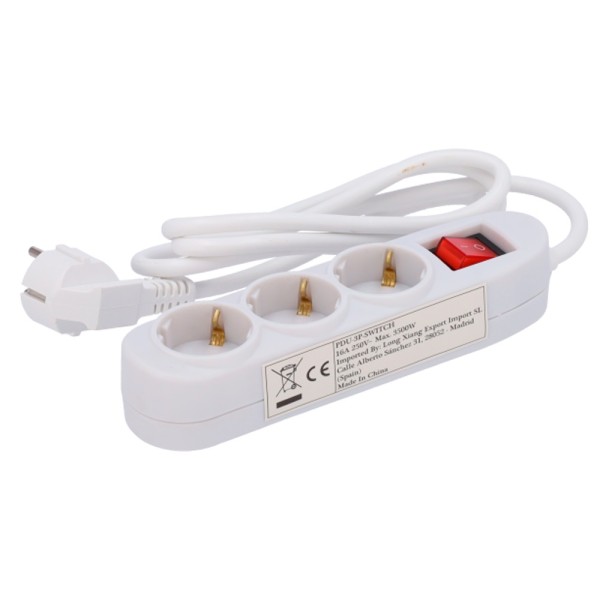 Acheter OEM PDU-3P-SWITCH Multiprise - 3 sorties jusqu’à 250 VAC / 16 A max. - Interrupteur marche/arrêt - Longueur du câble 1