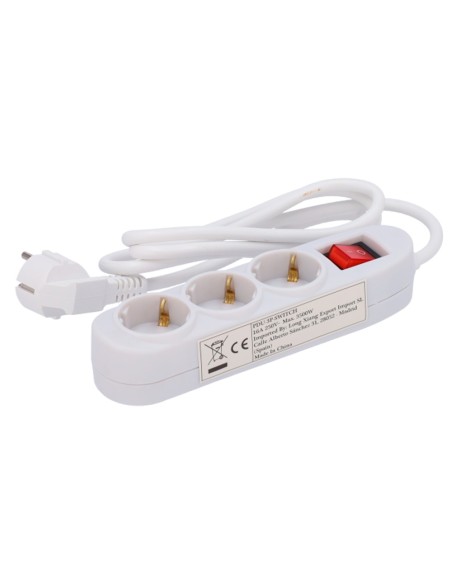 Comprar OEM PDU-3P-SWITCH Regleta - 3 salidas hasta 250VAC / 16 A max. - Interruptor de encendido/apagado - Longitud del cable 1