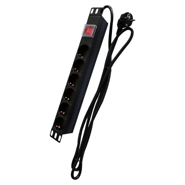 OEM PDU-6P1U-Switch Strip - 1U - 6 formato infracável até 250VAC / 16 a max. - Switch On / Off - Bo