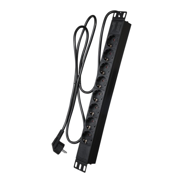 Acheter OEM PDU-8P1U multiprise - Conçue pour racks standardisés de 19" - 8 prises jusqu’à 250 VAC / 16 A max. - Format 1U p