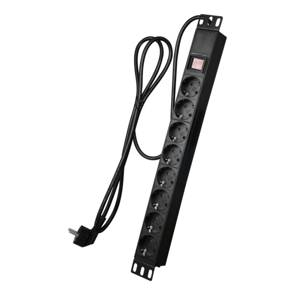 Kaufen OEM PDU-8P1U-SWITCH Steckdosenleiste – 1U Rackformat – 8 Ausgänge bis 250 VAC / max. 16 A – Ein-/Ausschalter
