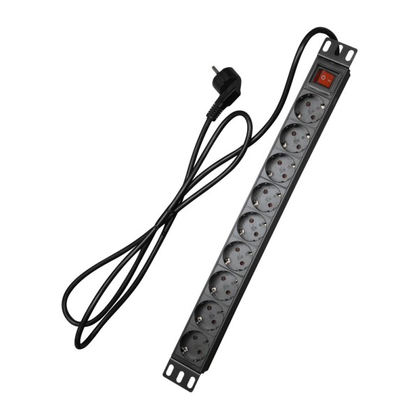 Kaufen OEM PDU-9P1U-SWITCH Steckdosenleiste – 1U-Rackformat – 9 Ausgänge bis 250 VAC / max. 16 A – Ein-/Ausschalter