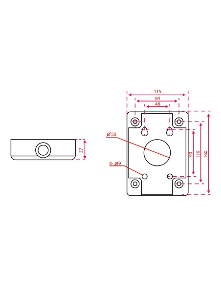 Dahua PFA120 Caixa de conexão - para cúpulas motorizadas - adequado para uso ao ar livre - instalação de parede - cor branca | 1
