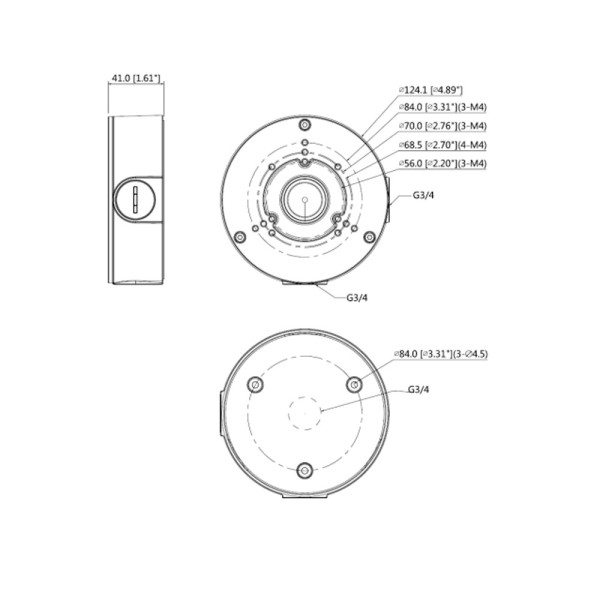 Caixa de conexão OEM PFA130-E-B - para câmeras ou cúpulas de bala - adequado para uso externo - instalação no teto ou parede - p
