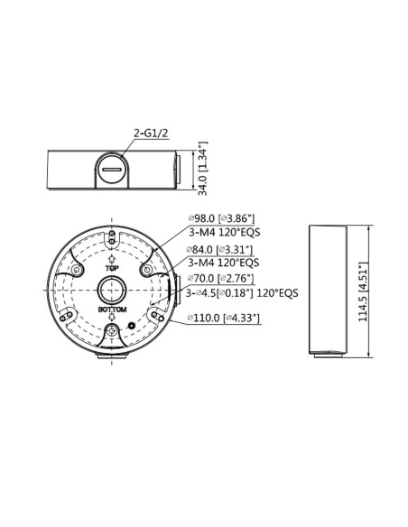 Comprar OEM PFA136-B Caja de conexiones - Para cámaras domo - Apto para uso exterior - Instalación en techo o pared - Pasador de