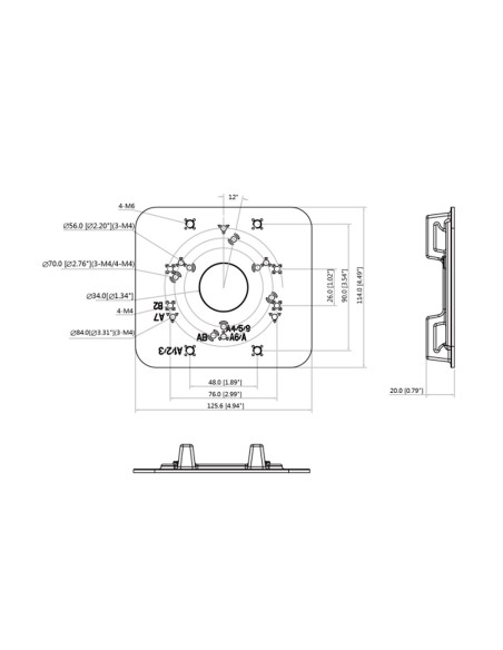 OEM PFA152-E-B Stand - para câmaras de bala ou cúpulas - Diâmetro de gama 80 ~ 150 mm - adequado para uso em extrema