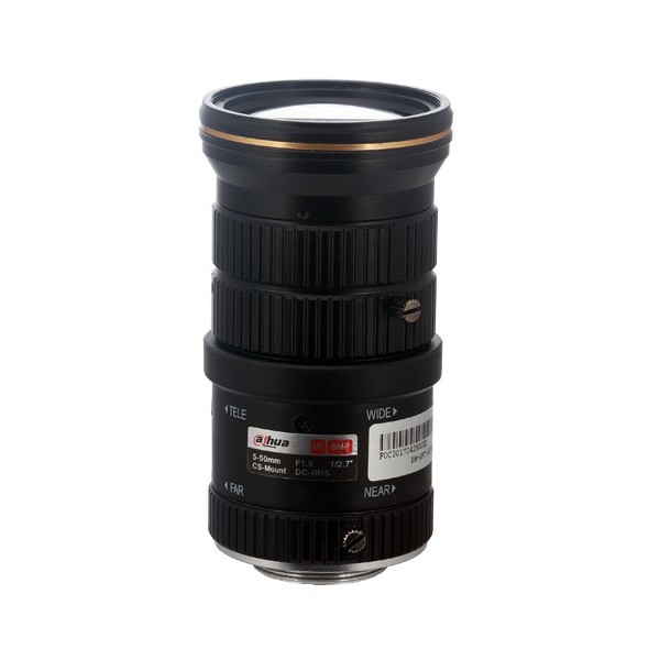 Comprar DAHUA PFL0550-E6D Lente Varifocal - Calidad 6.0 Mpx - AutoIris Direct Drive (DC) - Varifocal: 5 a 50 mm - 1/2.7", F