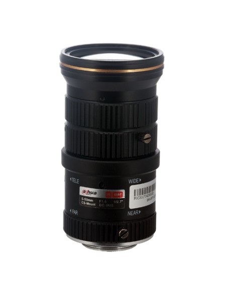Comprar DAHUA PFL0550-E6D Lente Varifocal - Calidad 6.0 Mpx - AutoIris Direct Drive (DC) - Varifocal: 5 a 50 mm - 1/2.7", F