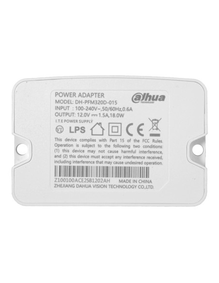 Comprar DAHUA PFM320D-015 Alimentador electrónico Branded - DC 12 V / 1500 mA - Reducidas dimensiones - 52(Al) x 77(An) x 30(Fo)