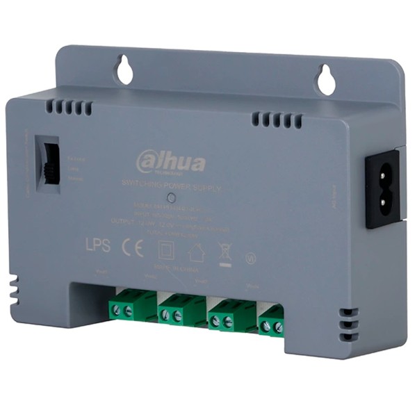 Dahua PFM344D-4CH Fonte de alimentação comutada - entrada AC 185-240V - 50 / 60Hz 1.5A - Potência total 30W - 4 Saídas - Volta