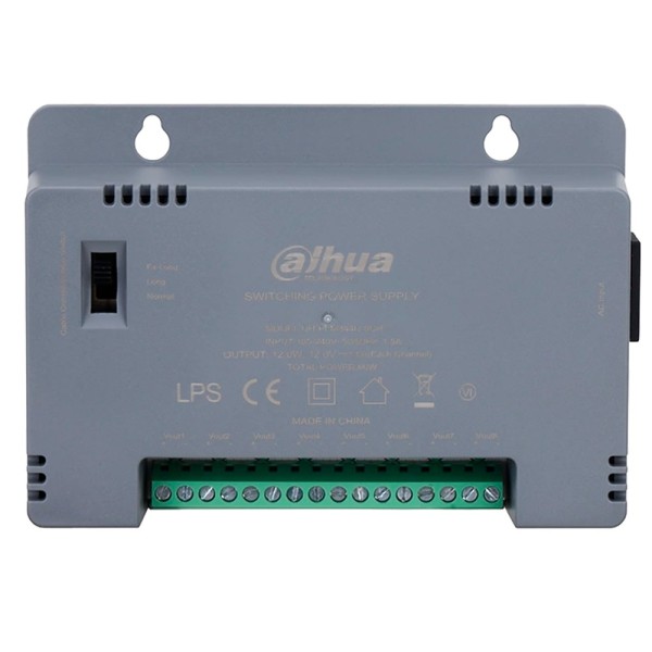 Dahua PFM344D-8CH comutada a fonte de alimentação - entrada AC 185-240V - 50 / 60Hz 1.5A - Potência total 60W - 8 Saídas - Volta